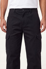 Relaxed Fit Baby Canvas Cotton Cargo Pant – Black