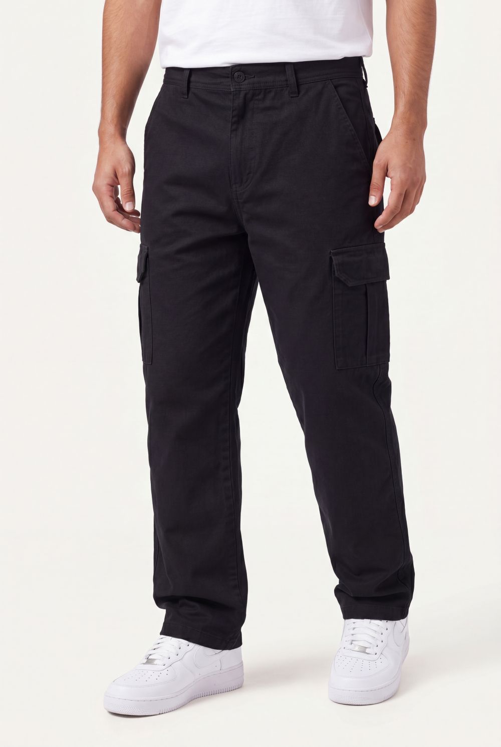 Relaxed Fit Baby Canvas Cotton Cargo Pant – Black
