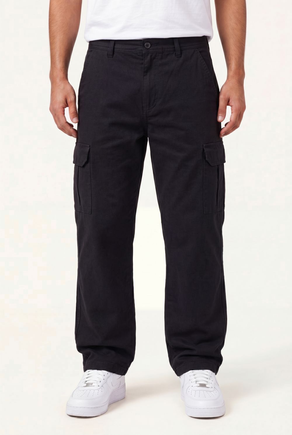 Relaxed Fit Baby Canvas Cotton Cargo Pant – Black