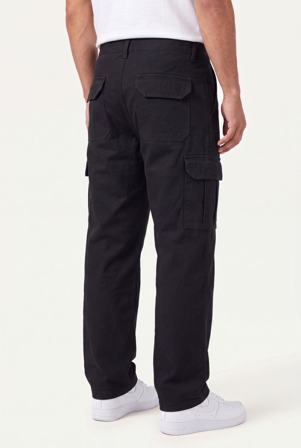 Relaxed Fit Baby Canvas Cotton Cargo Pant – Black