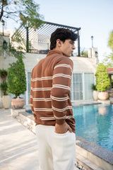 Gambluss Hazel Stripe Cotton Fleece Tracksuit | Brown