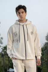 Graphic Ivory Oversized Hoodie- Off white