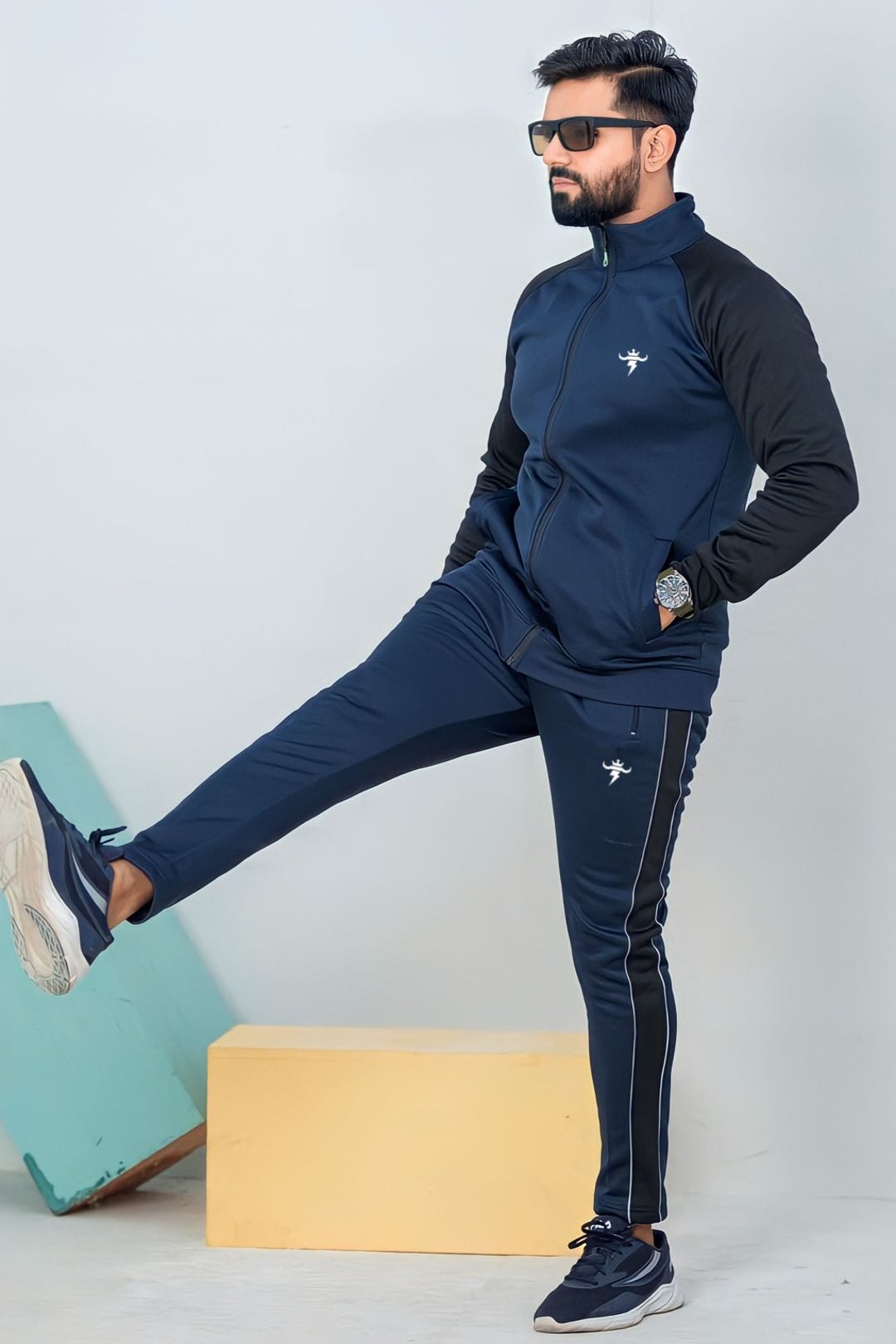 Raglan Sleeve Essential Winter tracksuit-Navy