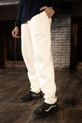 Royal Mist Winter Tracksuit | Navy Blue & Off-White Cotton Fleece Luxury Wear by Gambluss