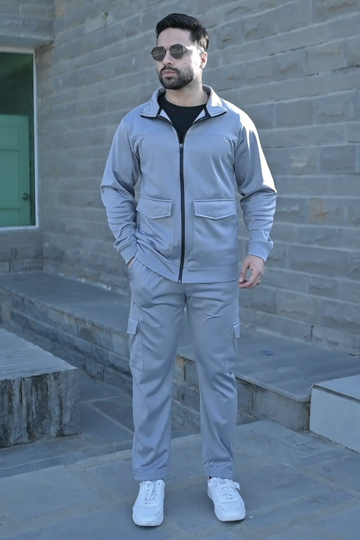 Gambluss Silver Luxe Tracksuit | Imported Tendra Fabric | High-Stretch Warm Tracksuit